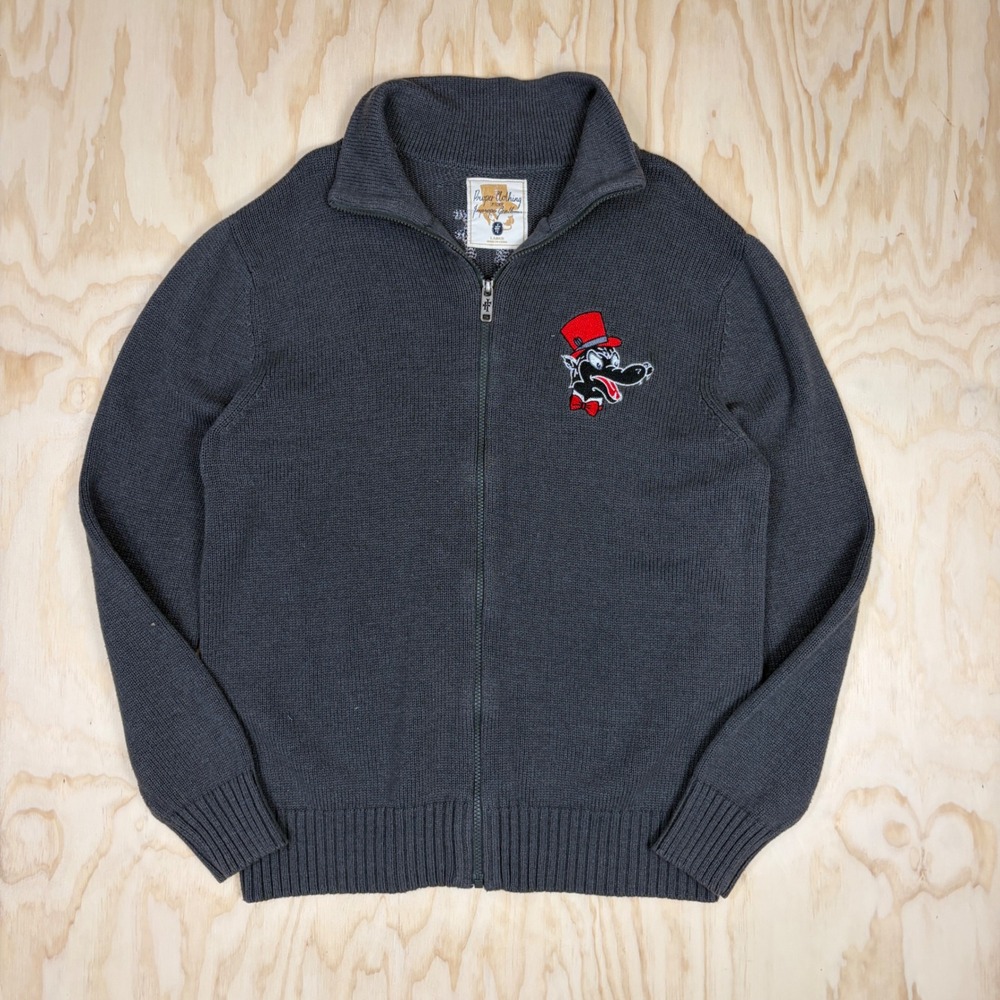 Iron Fist Proper Clothing Wolf Top Hat Full Zip Sweater Gray Mens Large